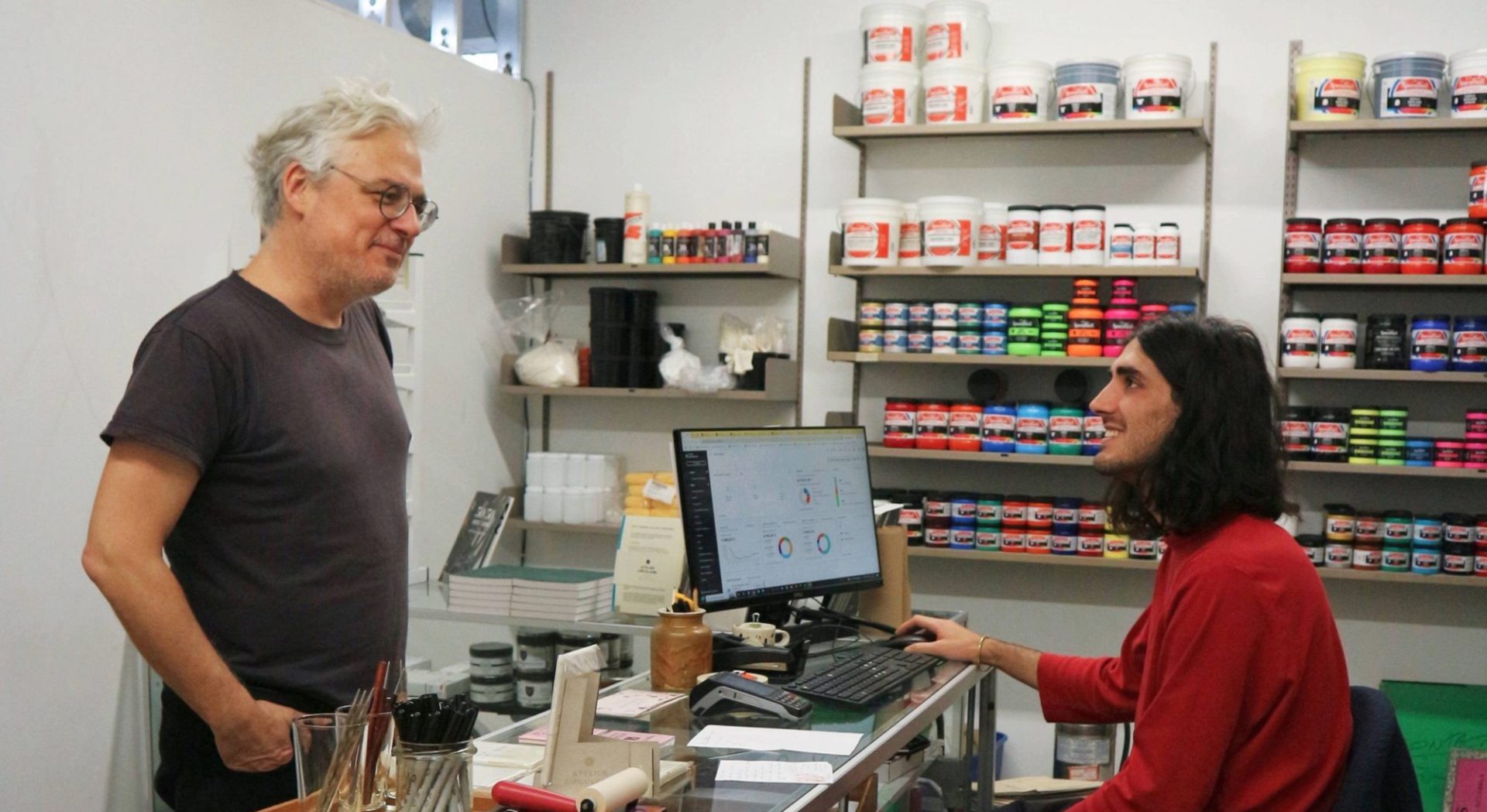 Le comptoir du magasin de l’atelier